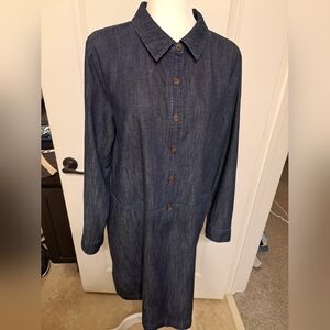 Talbots Light Denim Popover Shirtdress Size 16 Blue Excellent Condition
